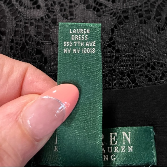 Ralph Lauren Evening Black Dress Size 14 Sleeveless Lace Back Stretch Ruched - Picture 14 of 15